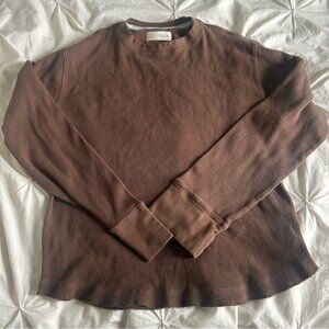 Nevada Women's Large Brown Waffle Knit Crewneck Sweater Relaxed Fit